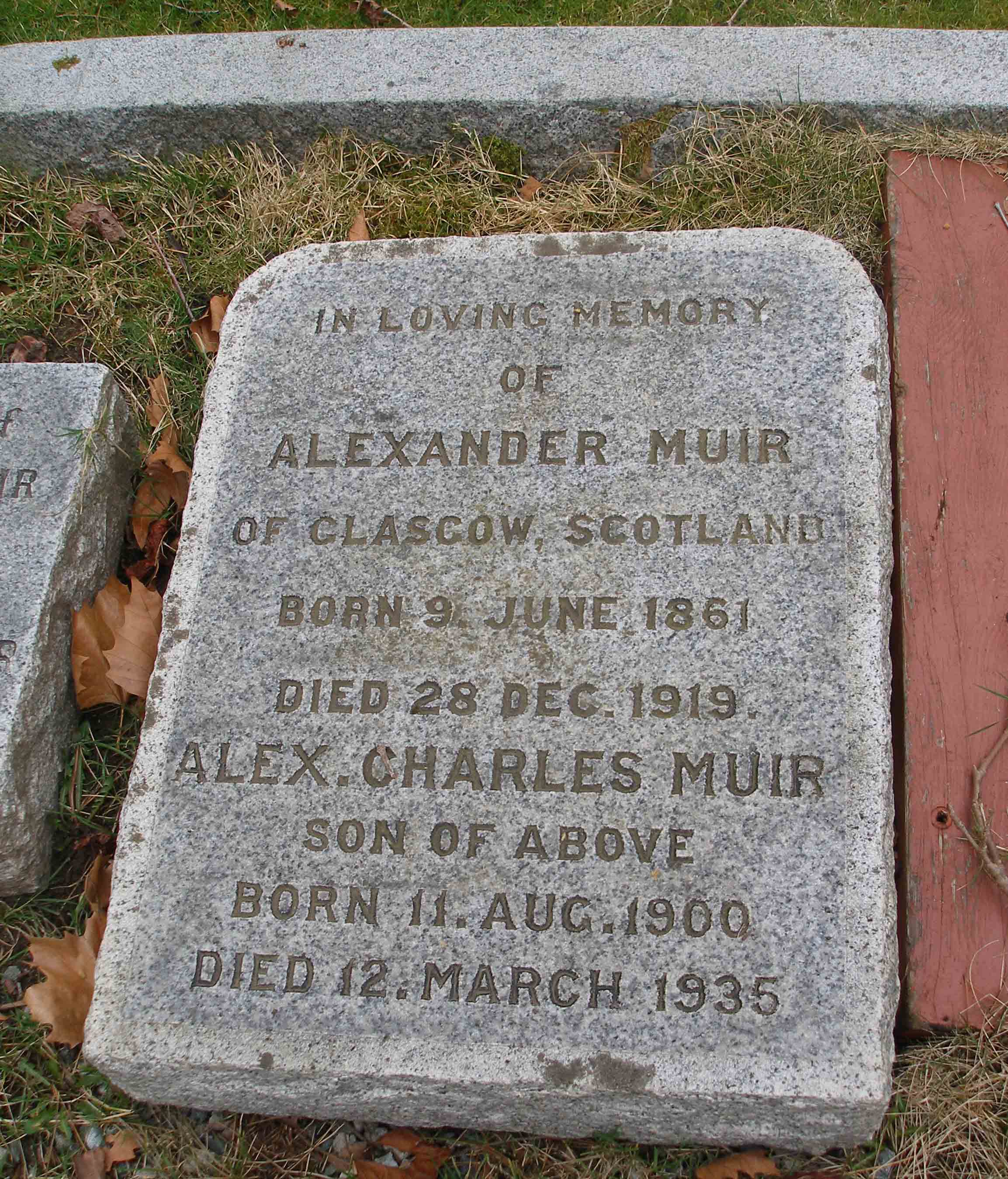 Alexander Maxwell Muir tomb marker